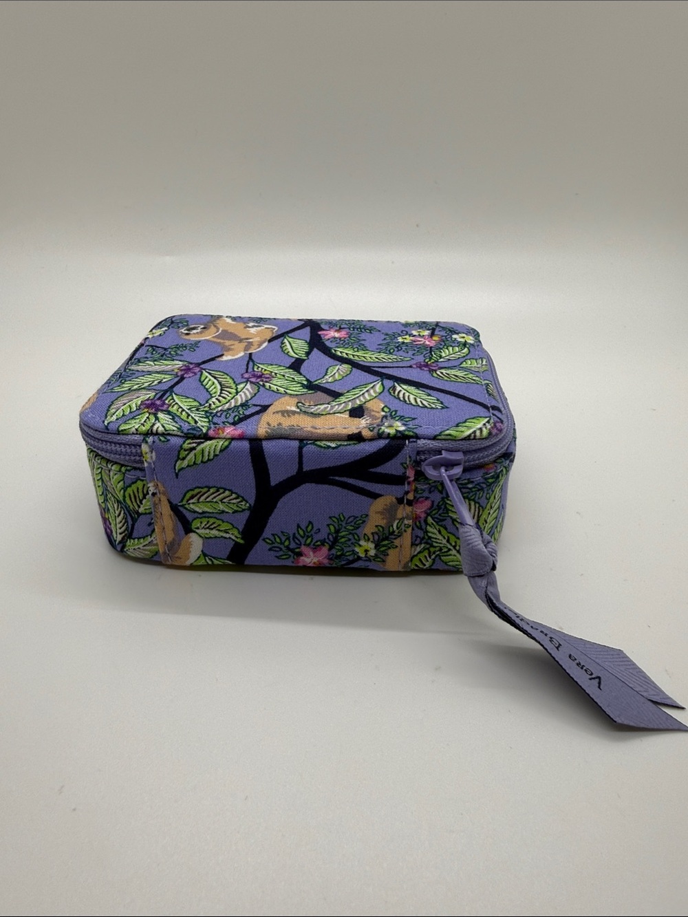 Women's Vera Bradley Lavender Hanging Around Sloth Pattern Small Travel Case - Picture 5 of 9